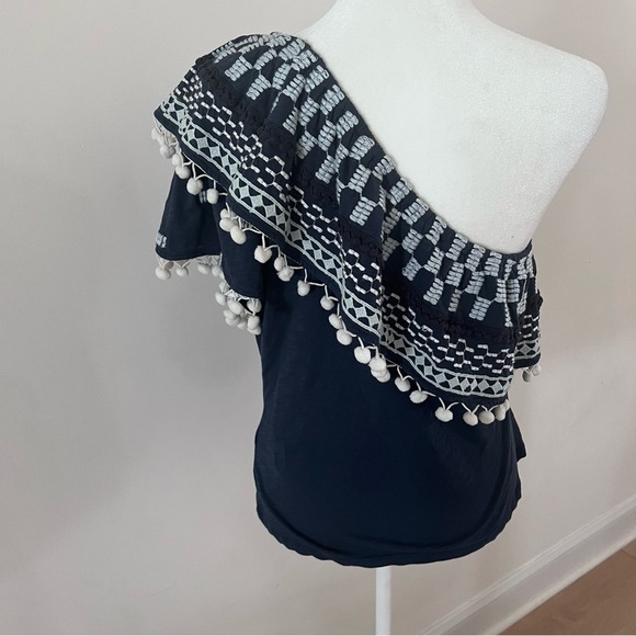 By Anthropologie Pom-Tassel One-Shoulder Top | Size Medium| - Picture 8 of 10